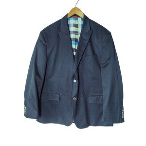 Robert Graham Mens 2 Button Blazer Sport Coat 48R Blue Business Casual Lined